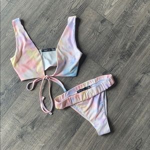 Boohoo Tie Dye Bikini Set Size 4